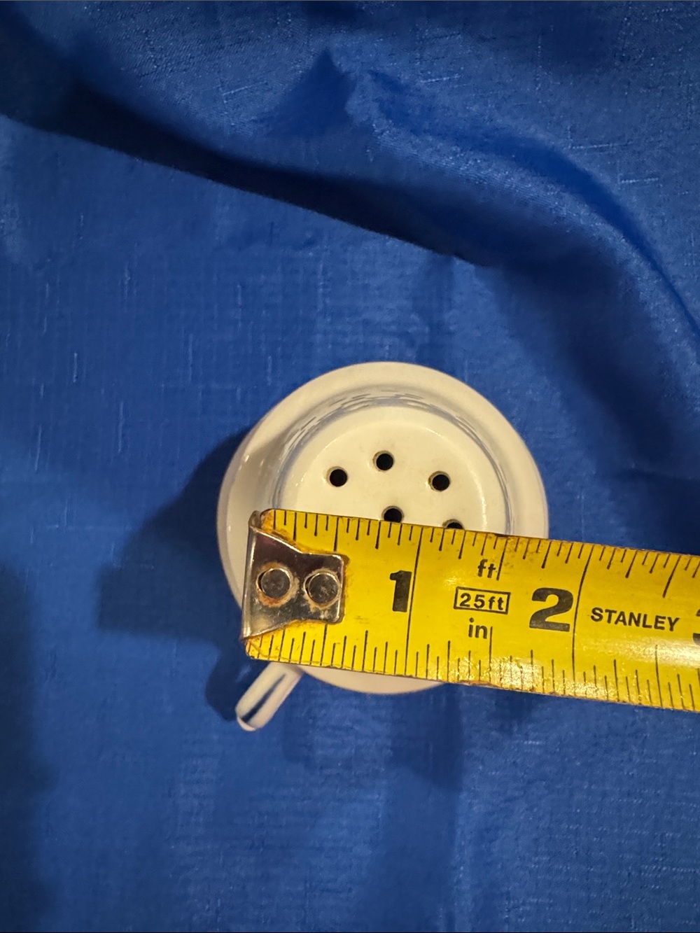 Vintage Porcelain Strainer / Funnel - White with Cobalt Blue Floral Motif - Picture 8 of 8